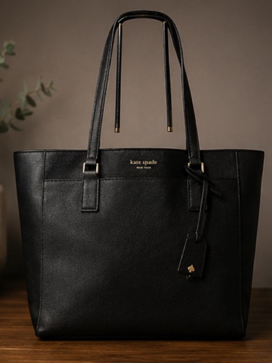 kate spade Handbags - kate spade Black Leather Tote with Gold Accents